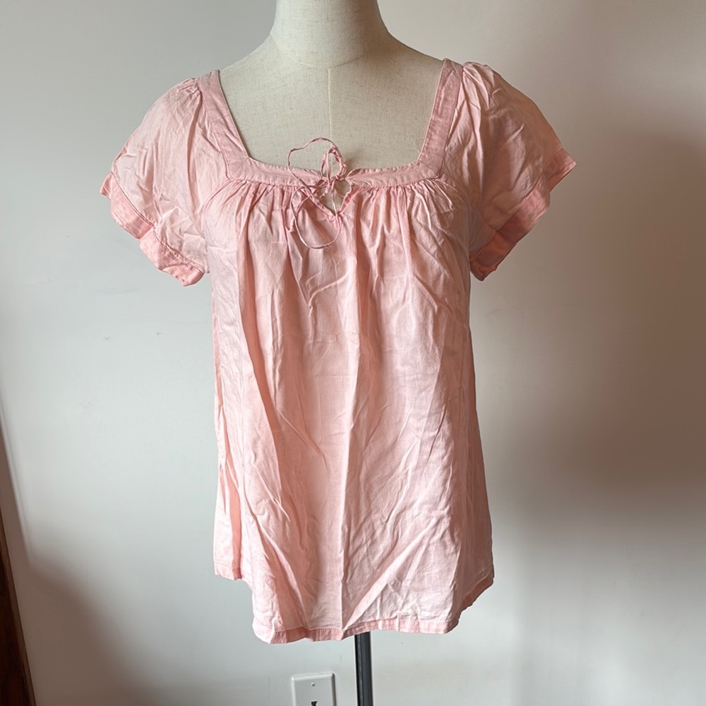 Old Navy Flutter Sleeve Smocked Pink Blouse